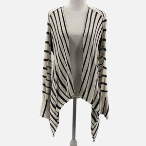 Peruvian Connection Pima Cotton Open Front Striped Cardigan Sweater- Size Medium